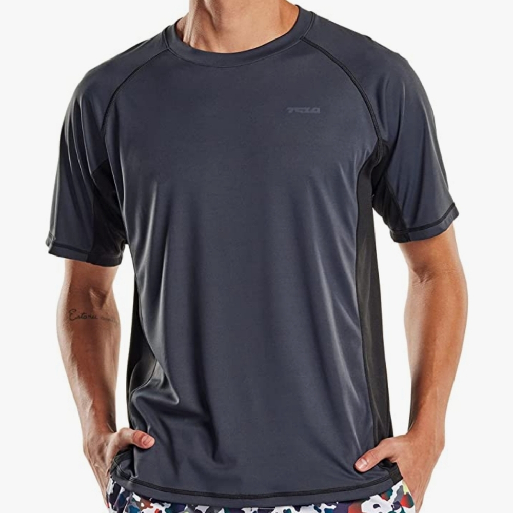 Tesla Rashgaurd Swim Shirt Loose Fit Rash guard UPF 50+ Charcoal Black